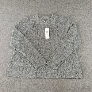 Eileen Fisher Mock Neck Raglan Sweater Black Ivy Marled  Large NWT